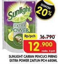 Promo Harga SUNLIGHT Pencuci Piring Extra Power With Biji Zaitun 680 ml - Superindo