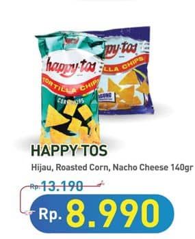 Promo Harga Happy Tos Tortilla Chips Hijau, Jagung Bakar/Roasted Corn, Nacho Cheese 140 gr - Hypermart