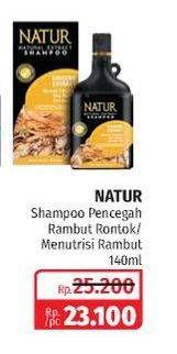 Promo Harga NATUR Shampoo Ginseng Extract Anti Hair Fall, Aloe Vera Extract Hair Nutritive 140 ml - Lotte Grosir