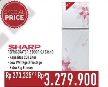 Promo Harga SHARP SJ-236ND FW | Small 2 Door Refrigerator  - Hypermart