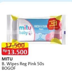 Promo Harga MITU Baby Wipes Fresh & Clean Pink Blooming Cherry 50 pcs - Alfamart