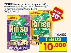 Promo Harga Rinso Liquid Detergent + Molto Royal Gold, + Molto Japanese Peach, + Molto Korean Strawberry, + Molto Purple Perfume Essence, + Molto Pink Rose Fresh 510 ml - Indomaret
