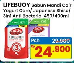 Promo Harga Lifebuoy Body Wash Yoghurt Care, Japanese Shiso Mineral Clay, 3 In 1 450 ml - Indomaret