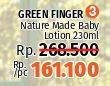 Promo Harga GREEN FINGER Nature Made Baby Lotion 230 ml - LotteMart
