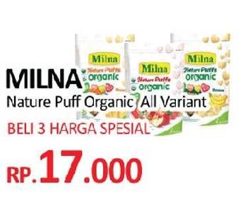 Promo Harga MILNA Nature Puffs Organic All Variants per 3 pouch - Yogya