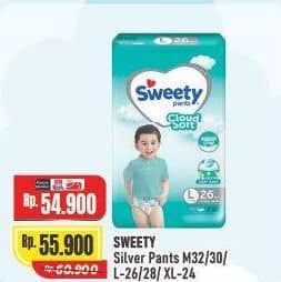 Promo Harga Sweety Silver Pants M32, M30, L26, L28, XL24 24 pcs - Alfamart
