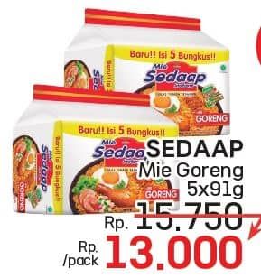Promo Harga Sedaap Mie Goreng Original per 5 pcs 90 gr - LotteMart