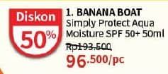 Promo Harga Banana Boat Simply Protect Aqua Daily Moisture SPF 50+ 50 ml - Guardian