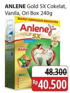 Promo Harga Anlene Gold Plus 5x Hi-Calcium Coklat, Vanila, Original 240 gr - Alfamidi