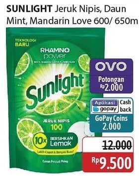 Promo Harga Sunlight Pencuci Piring Jeruk Nipis 100, Anti Bau With Daun Mint, Mandarin Orange 600 ml - Alfamidi