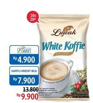 Promo Harga Luwak White Koffie per 10 sachet 20 gr - Alfamidi