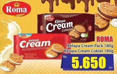 Promo Harga ROMA Kelapa Cream Cokelat, Susu Vanila 180 gr - Hari Hari