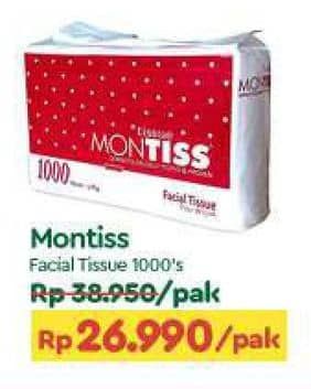 Promo Harga Montiss Facial Tissue 1000 sheet - TIP TOP