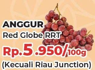 Promo Harga Anggur Red Globe RRT per 100 gr - Yogya