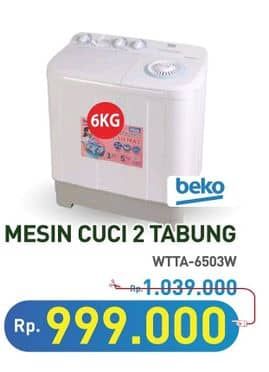 Promo Harga Beko WTTA6503W Mesin Cuci Semi-Otomatis  - Hypermart