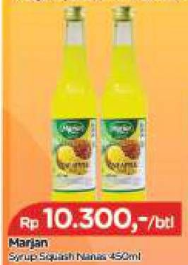 Promo Harga MARJAN Syrup Squash Nanas 450 ml - TIP TOP
