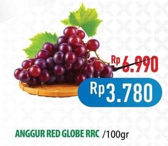 Promo Harga Anggur Red Globe RRC per 100 gr - Hypermart
