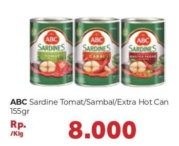 Promo Harga ABC Sardines Saus Tomat, Saus Cabai, Saus Ekstra Pedas 155 gr - Carrefour