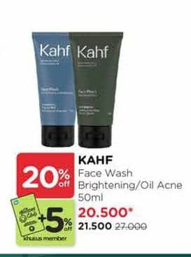 Promo Harga Kahf Face Wash Skin Energizing And Brightening, Oil And Acne Care 50 ml - Watsons