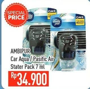 Promo Harga AMBIPUR Car Freshener Premium Clip Aqua, Pacific Air, Starter Pack 7 ml - Hypermart