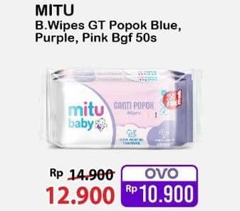 Promo Harga Mitu Baby Wipes Ganti Popok Blue Charming Lily, Pink Sweet Rose, Purple Playful Fressia 50 pcs - Alfamart