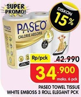 Promo Harga Paseo Calorie Absorbs Cooking Towel 3 roll - Superindo