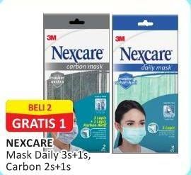 Promo Harga 3m Nexcare Masker Daily, Carbon 3 pcs - Alfamart