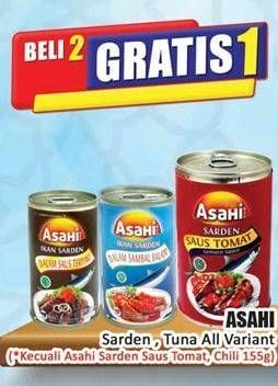 Promo Harga ASAHI Sarden, Tuna All Variant (Kecuali Asahi Sarden Saus Tomat, Chili 155g)  - Hari Hari