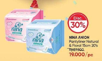 Promo Harga Bagus Nina Anion Pantyliner Natural Scent 15cm, Floral Scent 15cm 20 pcs - Guardian