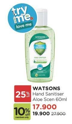 Promo Harga WATSONS Hand Sanitiser Aloe Vera 60 ml - Watsons