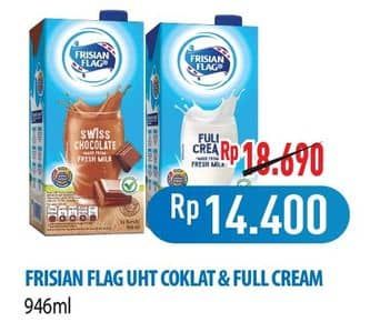 Promo Harga Frisian Flag Susu UHT Purefarm Full Cream, Swiss Chocolate 946 ml - Hypermart