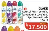 Promo Harga GLADE Aerosol Fresh Lemon, Lavender, I Love You, Spa, Ozone Fresh 250 ml - Alfamidi