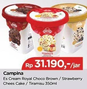 Promo Harga CAMPINA Ice Cream Cake Series Royal Choco Brownies, Strawberry Cheese Cake, Tiramisu 350 ml - TIP TOP