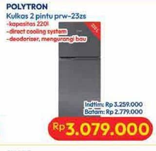 Promo Harga Polytron PRW-23ZS Kulkas 2 Pintu 220L  - Hypermart