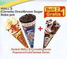 Promo Harga WALLS Cornetto Oreo Cookies, Brown Sugar Boba 110 ml - Indomaret