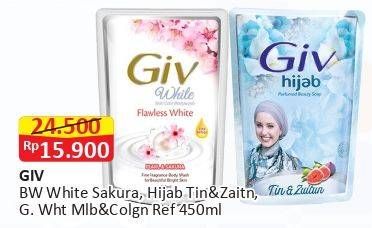 Promo Harga GIV Body Wash Hijab Tin Zaitun, Pearl Sakura, Glow White 450 ml - Alfamart
