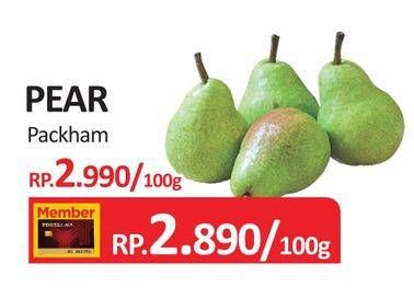 Promo Harga Pear Packham per 100 gr - Yogya