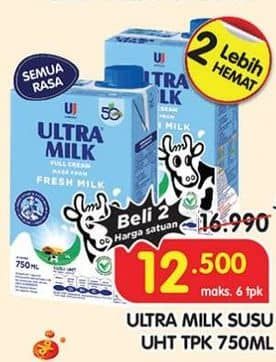 Promo Harga Ultra Milk Susu UHT All Variants 750 ml - Superindo