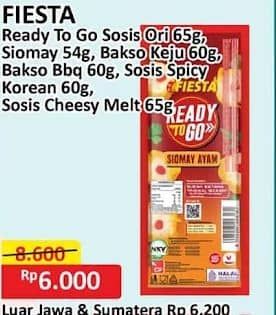 Promo Harga Fiesta Ready To Go Sosis Daging Ayam Dan Sapi Original, Siomay Ayam, Bakso Daging Ayam Keju, Bakso Daging Ayam Barbekiu, Sosis Daging Ayam Dan Cheesy Melts 54 gr - Alfamart