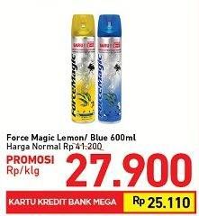 Promo Harga FORCE MAGIC Insektisida Spray Lemon, Blue 600 ml - Carrefour