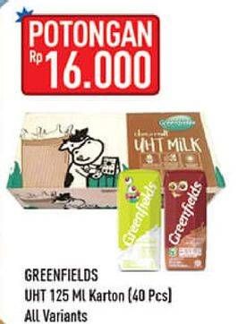 Promo Harga GREENFIELDS UHT Choco Malt, Full Cream per 40 pcs 125 ml - Hypermart