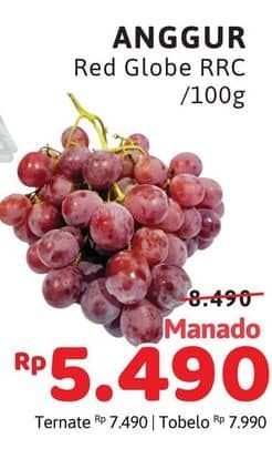 Promo Harga Anggur Red Globe RRC per 100 gr - Alfamidi