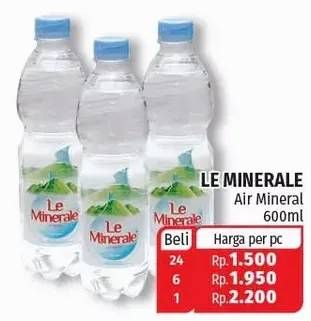 Promo Harga LE MINERALE Air Mineral 600 ml - Lotte Grosir