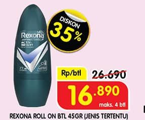 Promo Harga Rexona Deo Roll On 45 ml - Superindo