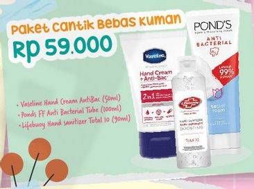 Promo Harga VASELINE Hand Cream Anti Bac/PONDS Facial Foam/LIFEBUOY Hand Sanitizer  - Hypermart