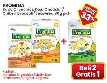Promo Harga Promina 8+ Baby Crunchies Keju, Krim Ayam Brokoli, Seaweed 20 gr - Indomaret