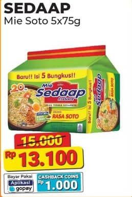 Promo Harga Sedaap Mie Kuah Soto per 5 pcs 75 gr - Alfamart