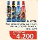 Promo Harga Master Kids Spray Cologne Superman, Batman, Captain America, Iron Man 100 ml - Alfamidi