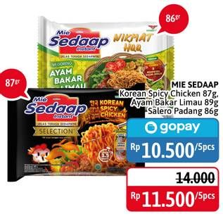 MIE SEDAAP Korean Spicy, Ayam Bakar Limau, Salero Padang