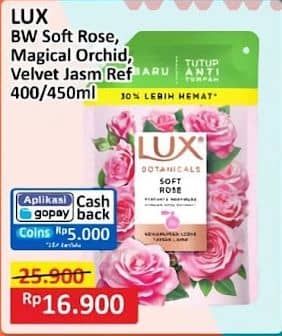 Promo Harga LUX Botanicals Body Wash Soft Rose, Magical Orchid, Velvet Jasmine 400 ml - Alfamart